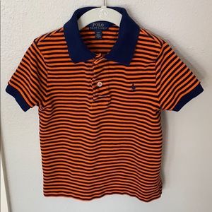 Ralph Lauren Striped Orange Navy Polo